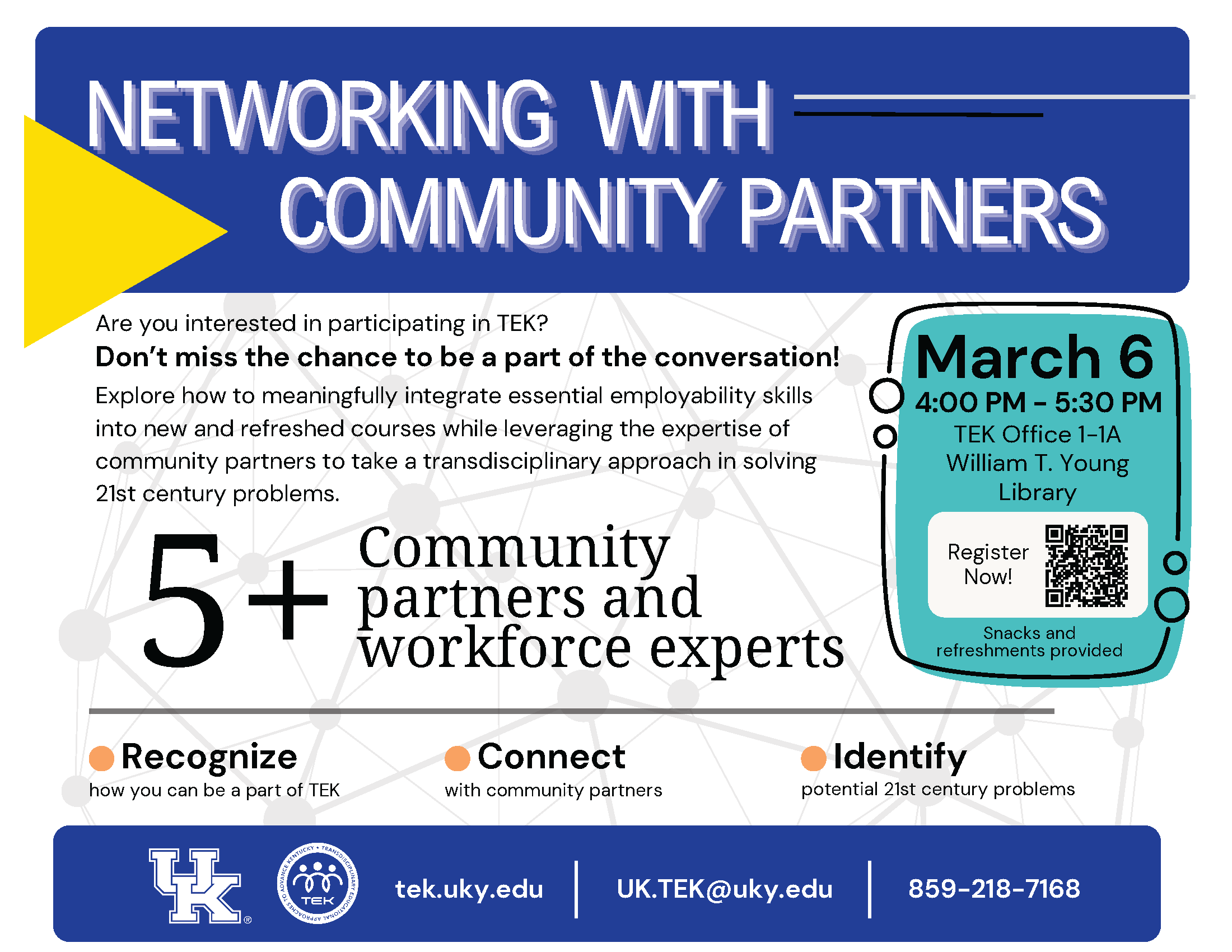 Flyer advertising March 6, 2024 TEK networking event.