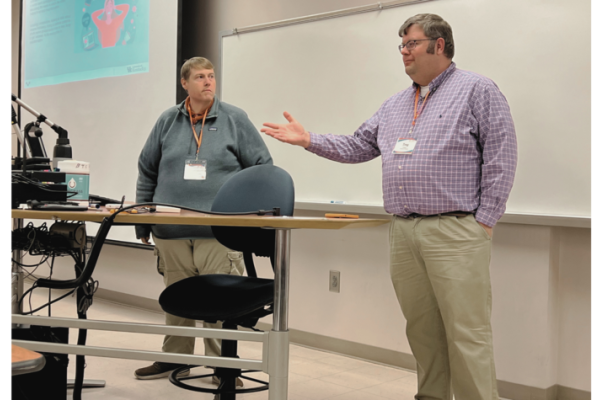 Christopher Huggins (left) and Troy Cooper presented at the 2024 Pedagogicon on their experiences in TEK